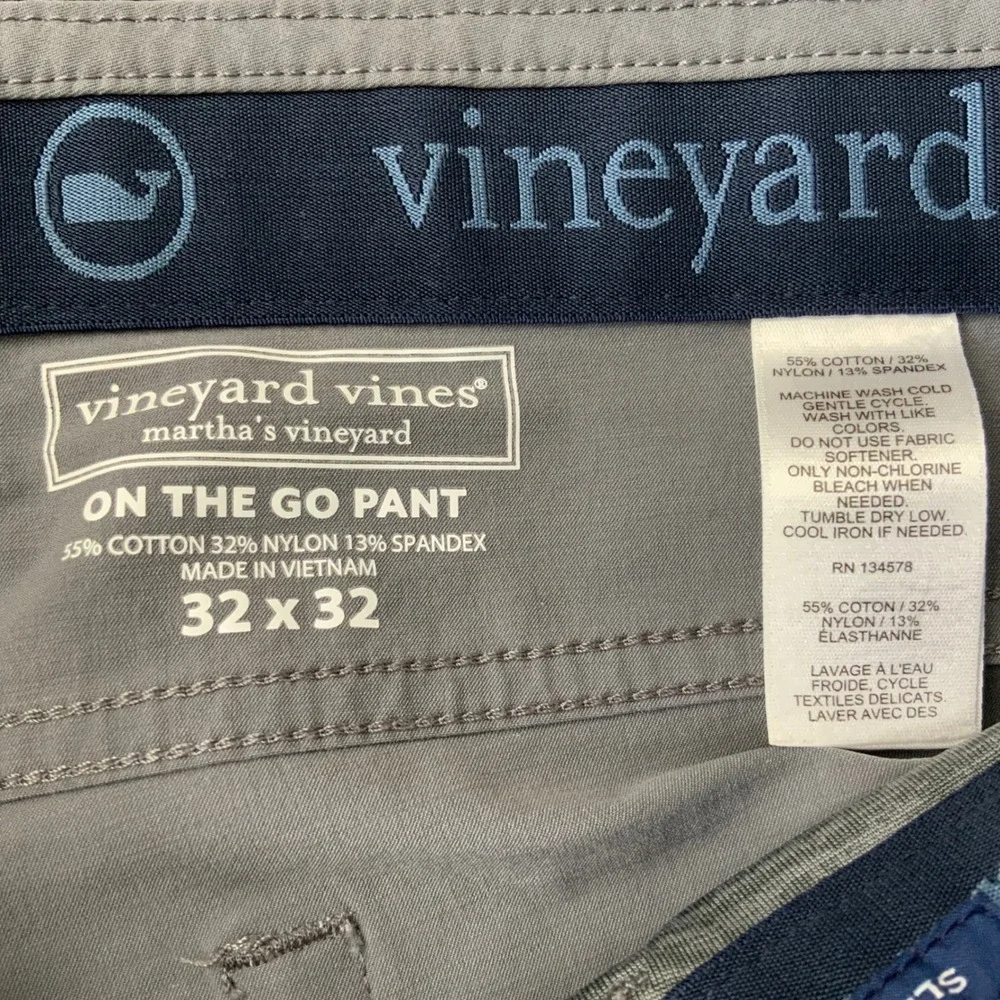 Vineyard Vines Mens On The Go Pant Gray Performance Chino Stretch 32x32